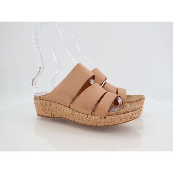 Kork-Ease Menzie Sandal Slide Women 10M Beige Tan Leather Cork Wedge Strappy - Picture 1 of 13